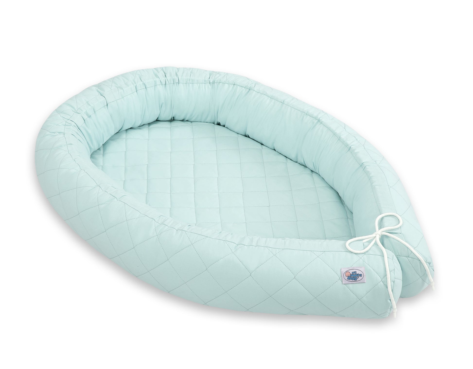 2-in-1 - baby nestje quilted - snake kussen bumper - mint – afbeelding 1