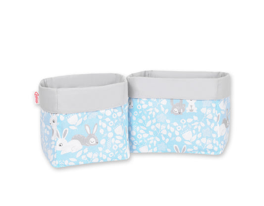 Set of 2 storage baskets - blue rabbits – afbeelding 1