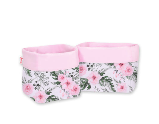 Set of 2 storage baskets - peony flower pink/pink – afbeelding 1