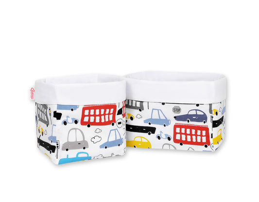Set of 2 storage baskets - colorful cars – afbeelding 1