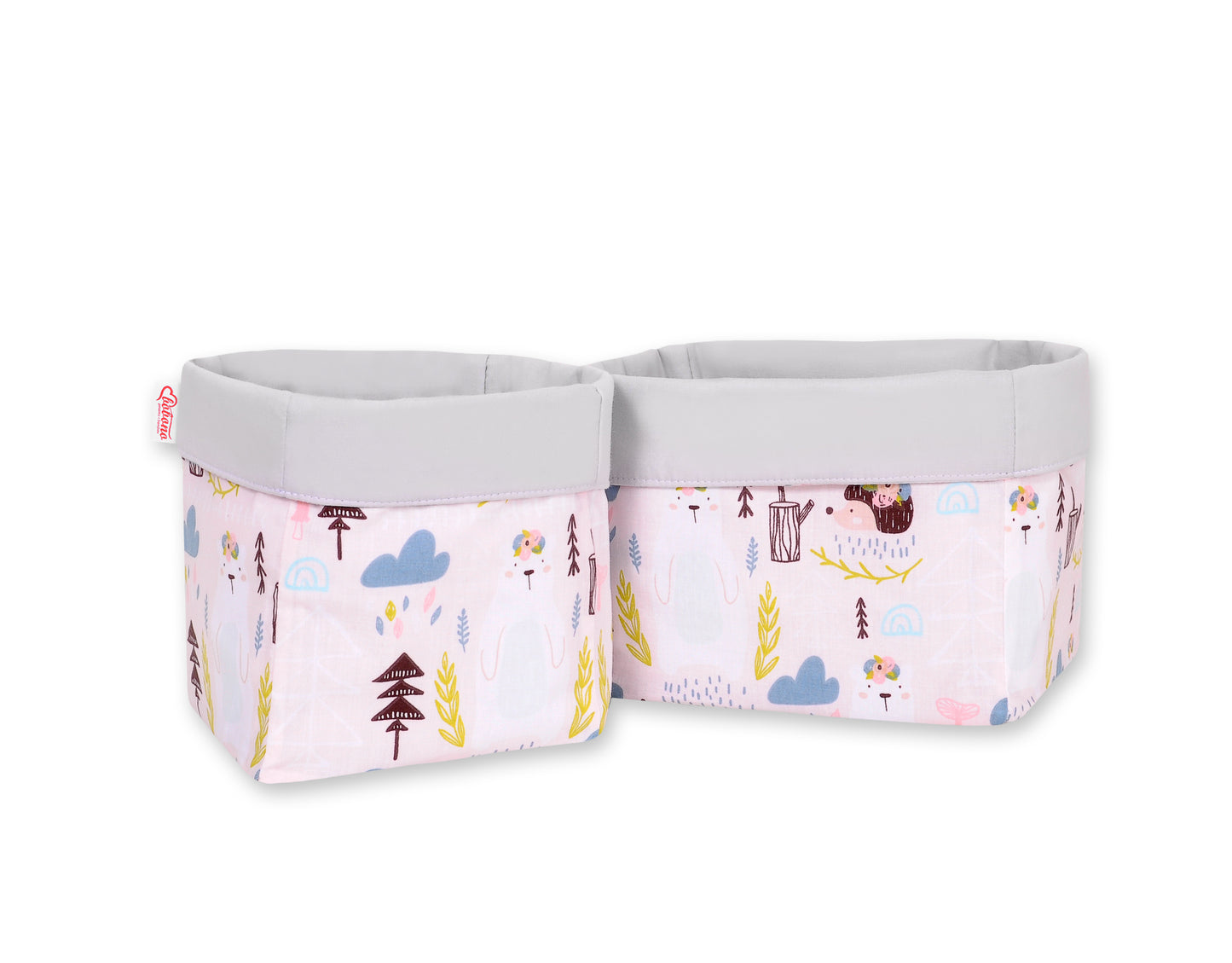 Set of 2 storage baskets - pink hedgehogs – afbeelding 1