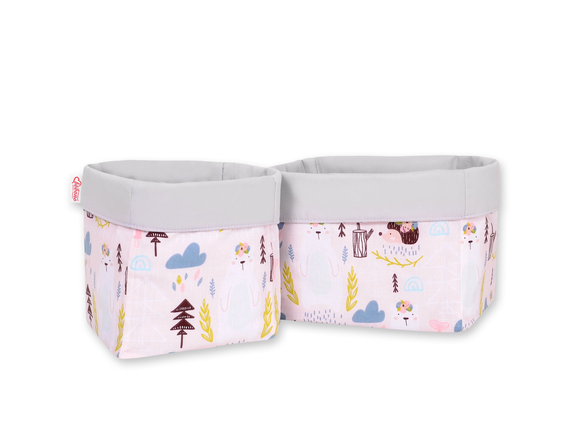 Set of 2 storage baskets - pink hedgehogs – afbeelding 1