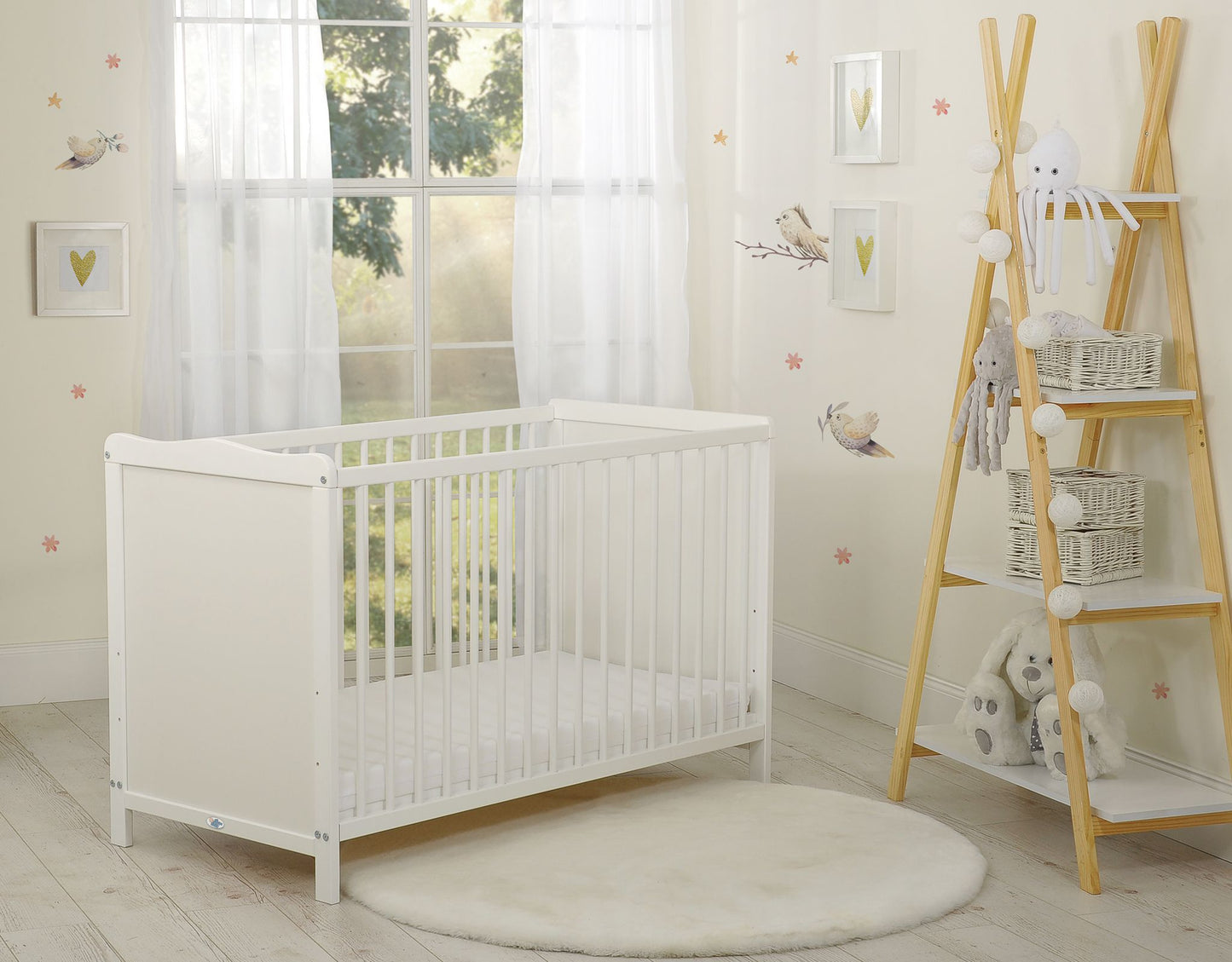 Wooden white baby cot 120x60cm Matteo – afbeelding 3