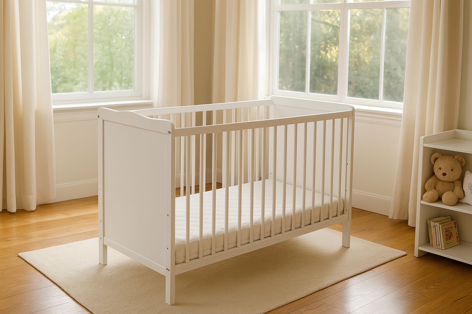 Wooden white baby cot 120x60cm Matteo – afbeelding 4