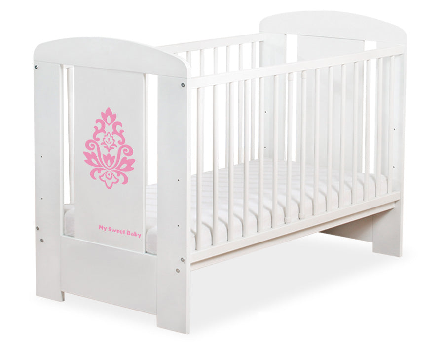 Wooden baby cot 120x60cm Glamour white-pink – afbeelding 1