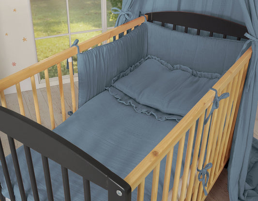 Universal hydrofiel cot bumper 180x30 cm - pastel blue – afbeelding 2