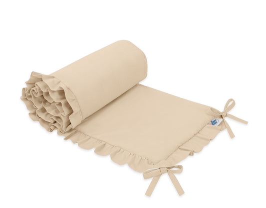 Universal baby bed bumper with frill - beige – afbeelding 1