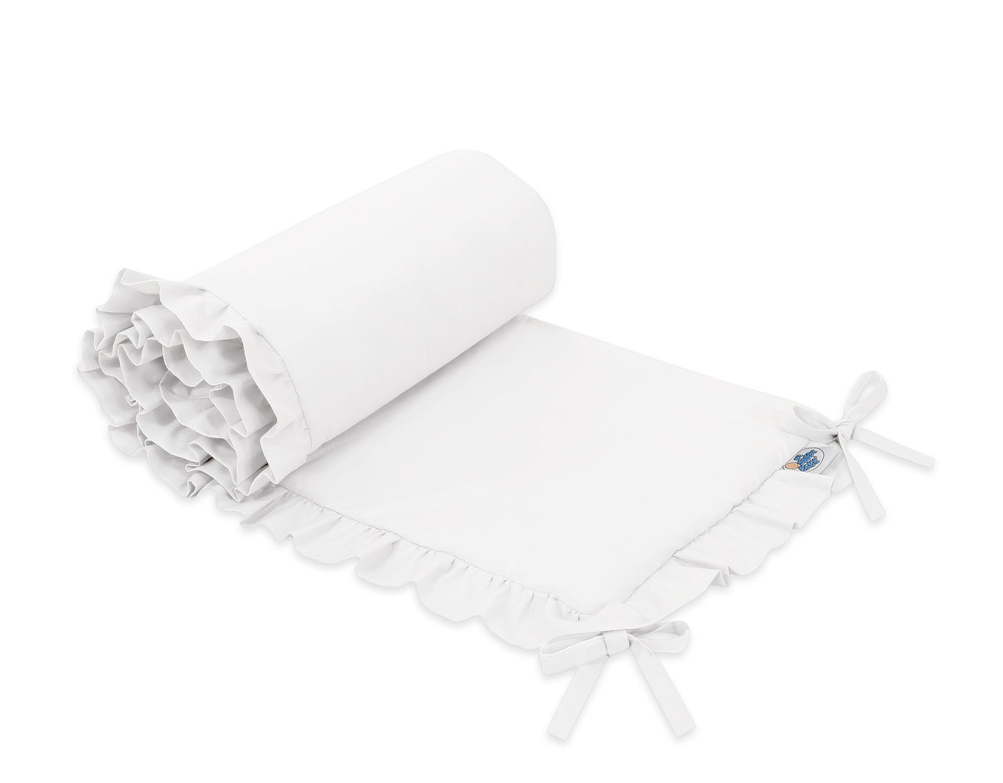 Universal baby bed bumper with frill - white – afbeelding 1