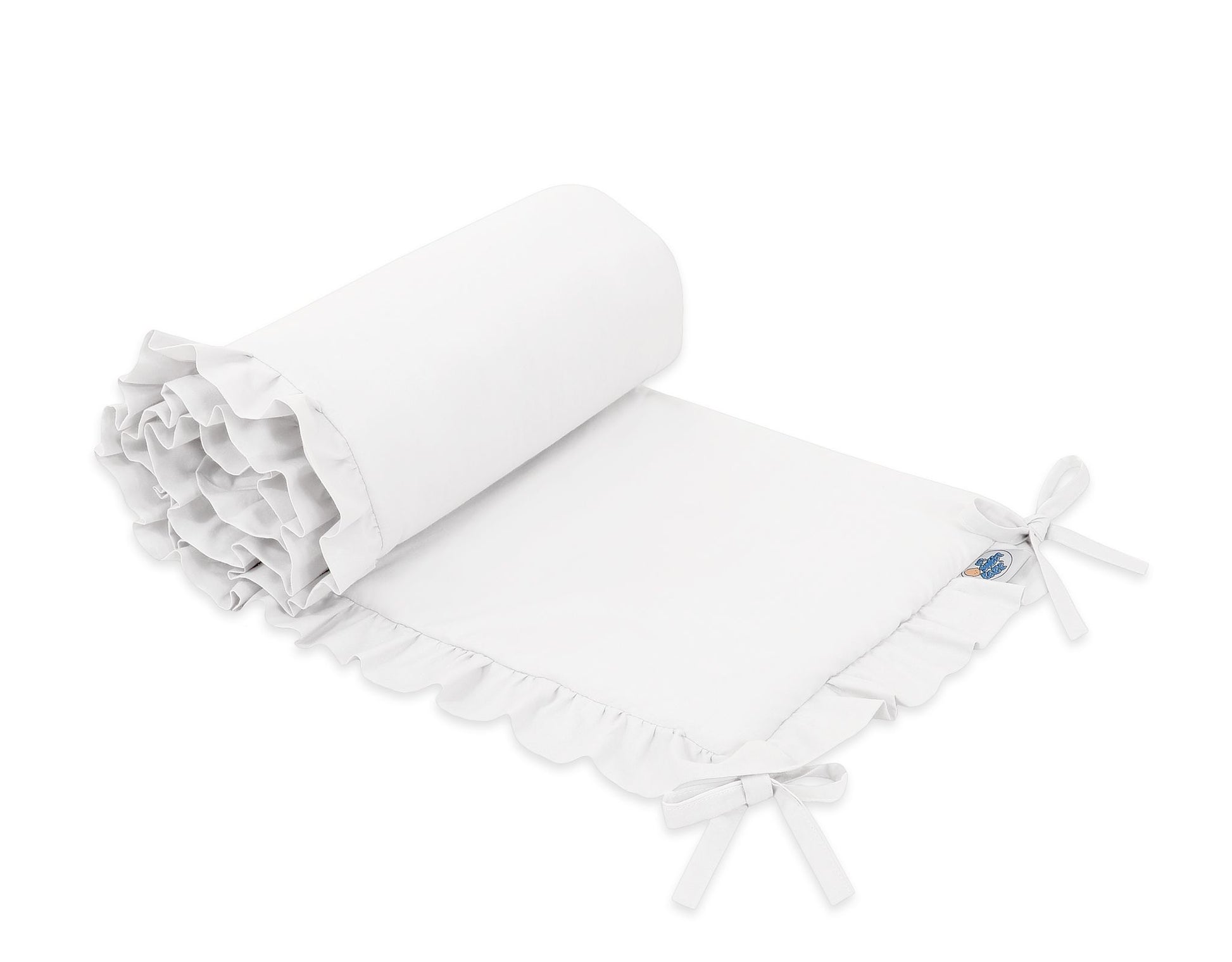 Universal baby bed bumper with frill - white – afbeelding 1