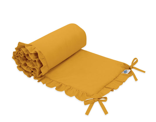 Universal baby bed bumper with frill - honey yellow – afbeelding 1