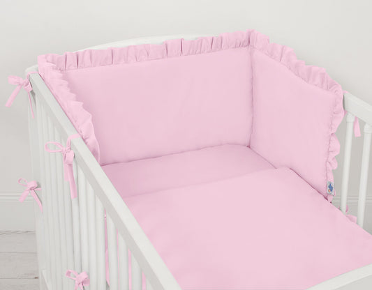 Universal baby bed bumper with frill - pink – afbeelding 2