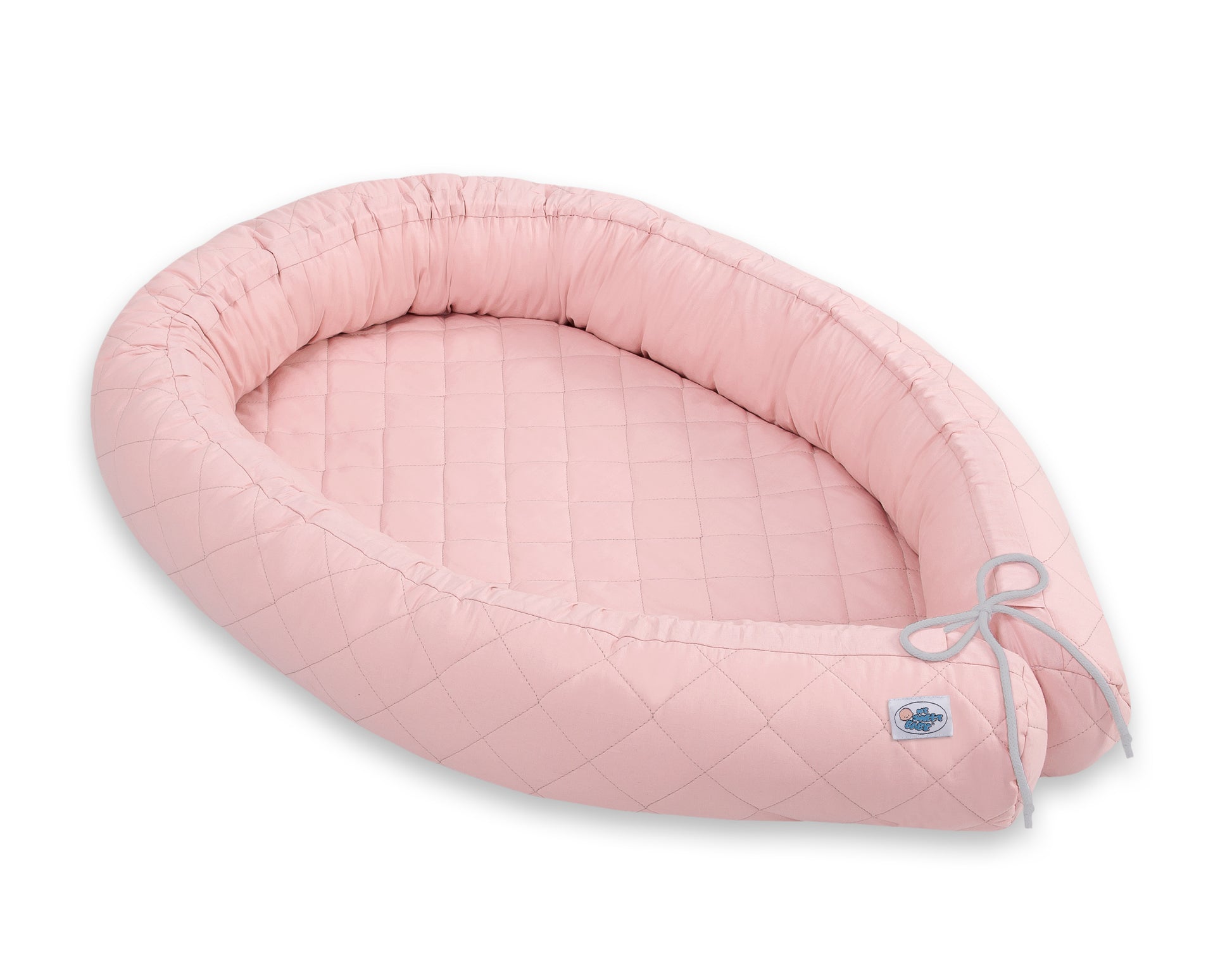 2-in-1 - baby nestje quilted - snake kussen bumper - pastel pink – afbeelding 1