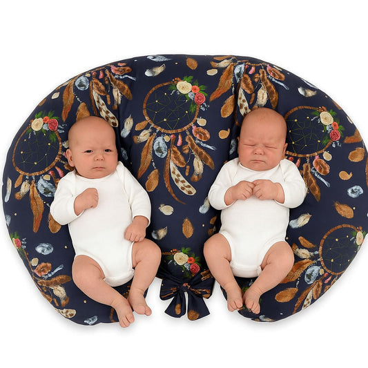 Twin nursing kussen, Breastfeeding Croissant kussen, removable, Hands-Free Feeding- dream catchers – afbeelding 1