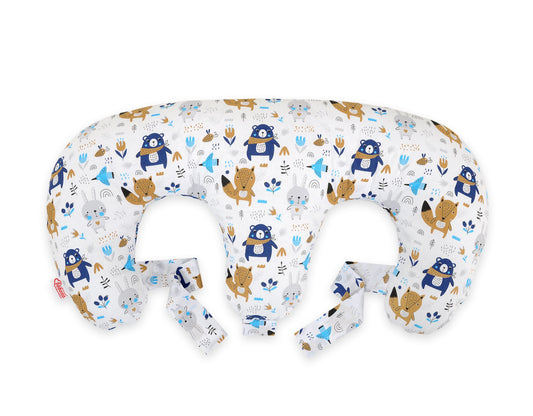 Twin nursing kussen, Breastfeeding Croissant kussen, removable, Hands-Free Feeding- navy blue bears – afbeelding 2