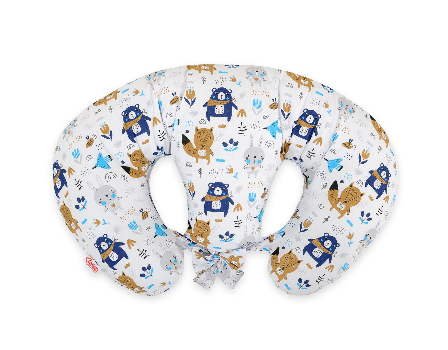 Twin nursing kussen, Breastfeeding Croissant kussen, removable, Hands-Free Feeding- navy blue bears – afbeelding 3