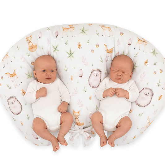 Twin nursing kussen, Breastfeeding Croissant kussen, removable, Hands-Free Feeding- forest softness – afbeelding 1