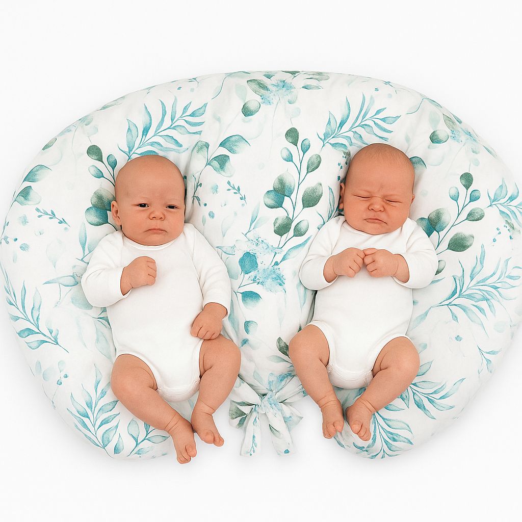 Twin nursing kussen, Breastfeeding Croissant kussen, removable, Hands-Free Feeding- eucaliptus mint – afbeelding 1