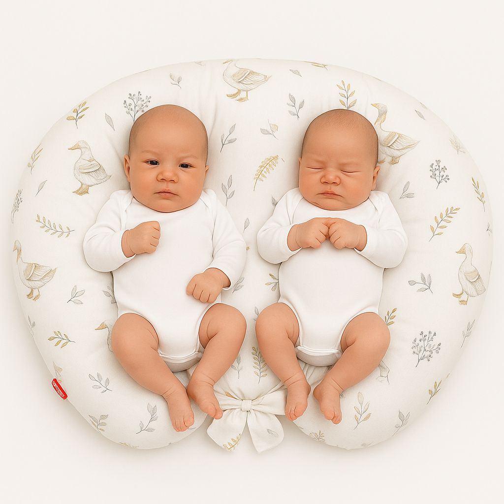 Twin nursing kussen, Breastfeeding Croissant kussen, removable, Hands-Free Feeding- gooses – afbeelding 1