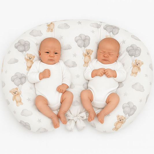 Twin nursing kussen, Breastfeeding Croissant kussen, removable, Hands-Free Feeding- teddy bear – afbeelding 1