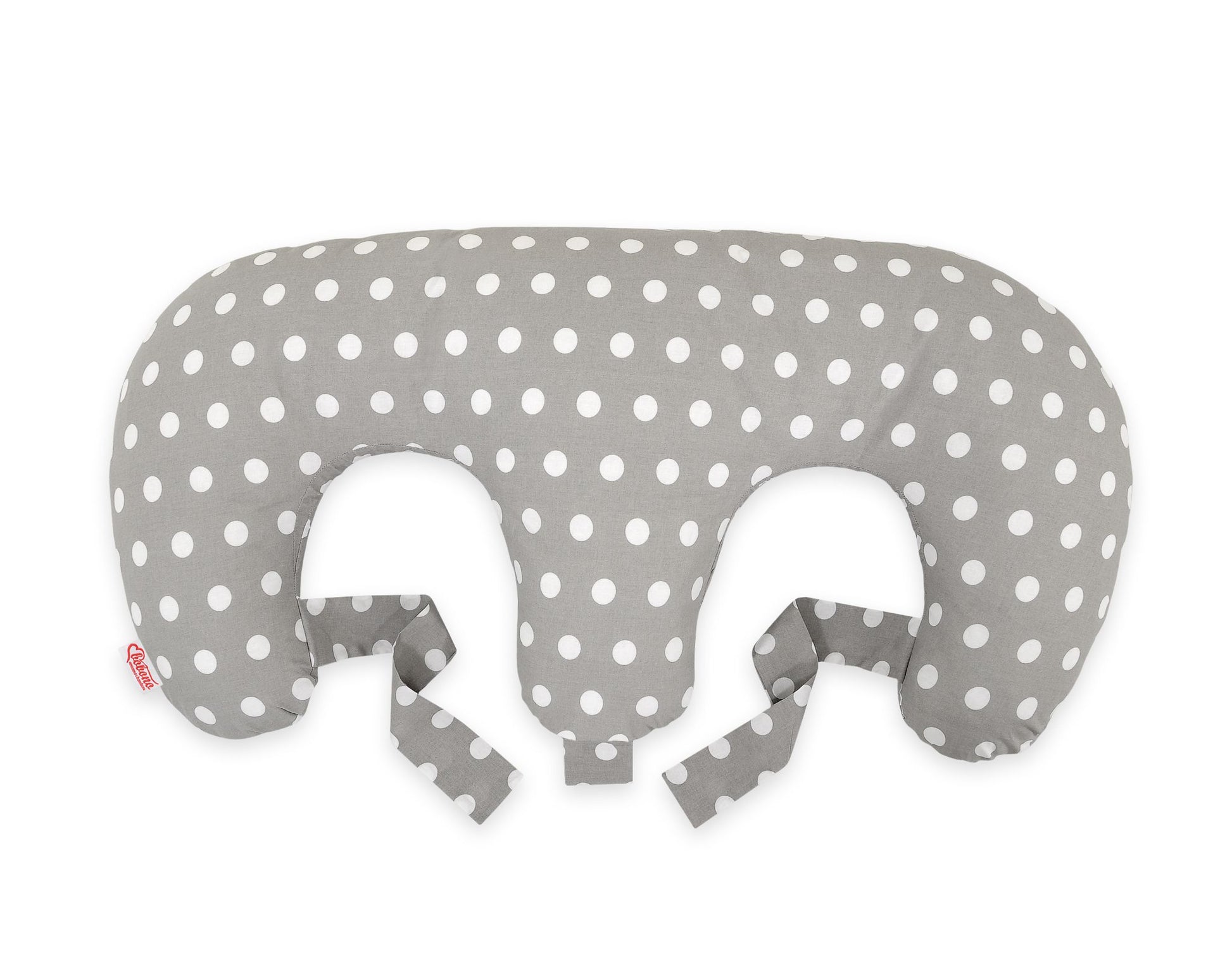 Twin nursing kussen, Breastfeeding Croissant kussen, removable, Hands-Free Feeding- dots on grey – afbeelding 2