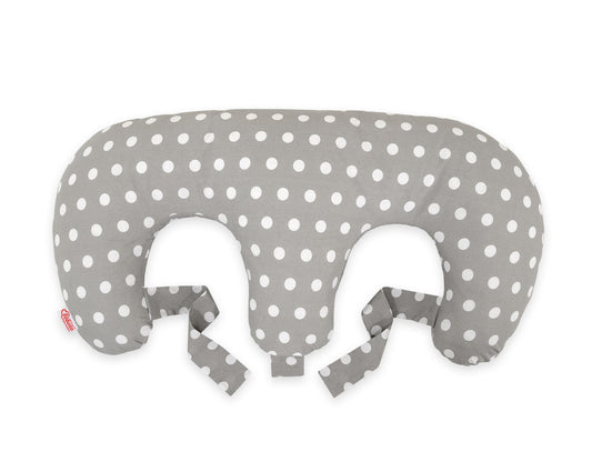 Twin nursing kussen, Breastfeeding Croissant kussen, removable, Hands-Free Feeding- dots on grey – afbeelding 2