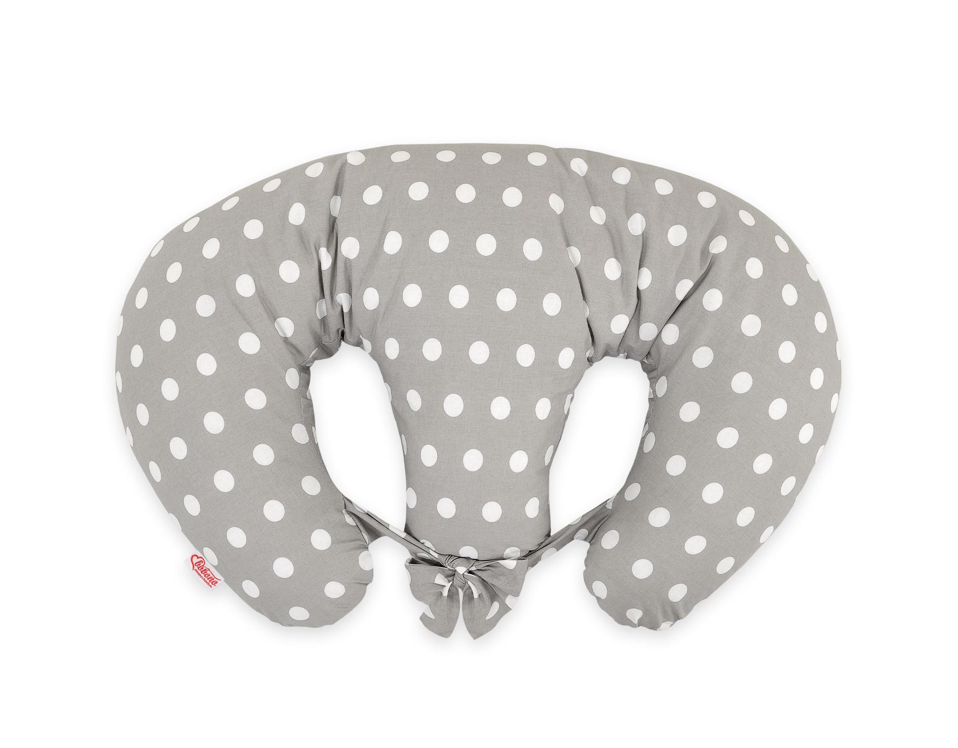 Twin nursing kussen, Breastfeeding Croissant kussen, removable, Hands-Free Feeding- dots on grey – afbeelding 3