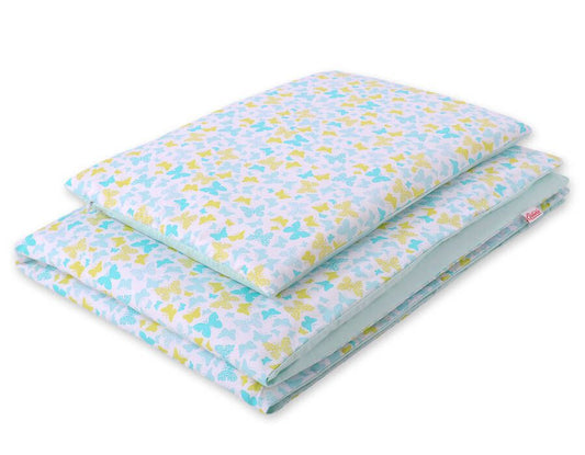 Baby cotton bedding set 2-pcs 120x90 cm- blue butterflies – afbeelding 1