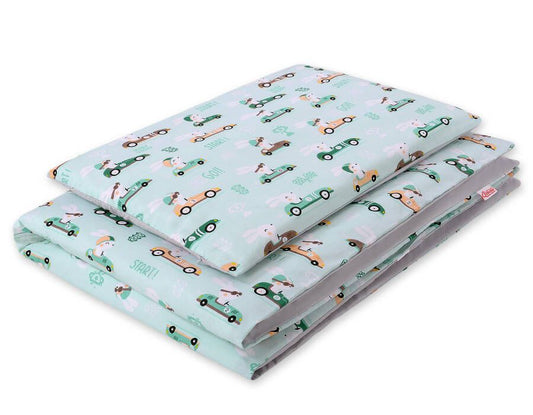 Baby cotton bedding set 2-pcs 120x90 cm- mint rabbits – afbeelding 1