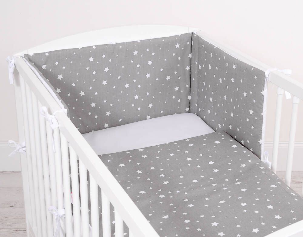 Baby cotton bedding set 2-pcs 120x90 cm - mini stars white/white – afbeelding 2