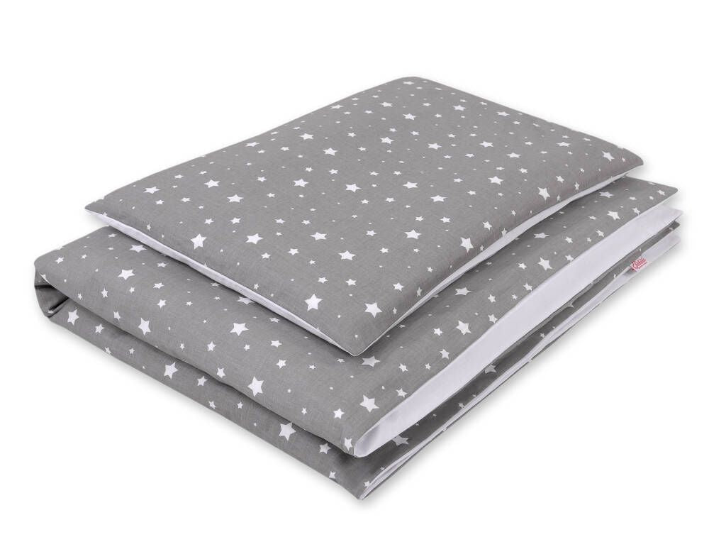Baby cotton bedding set 2-pcs 120x90 cm - mini stars white/white – afbeelding 1