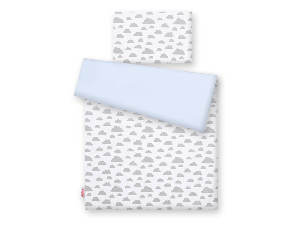 Baby cotton bedding set 2-pcs 120x90 cm- clouds gray/blue – afbeelding 4