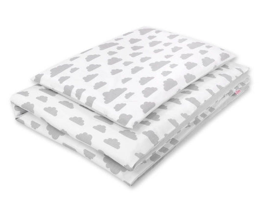 Baby cotton bedding set 2-pcs - clouds gray/gray – afbeelding 1
