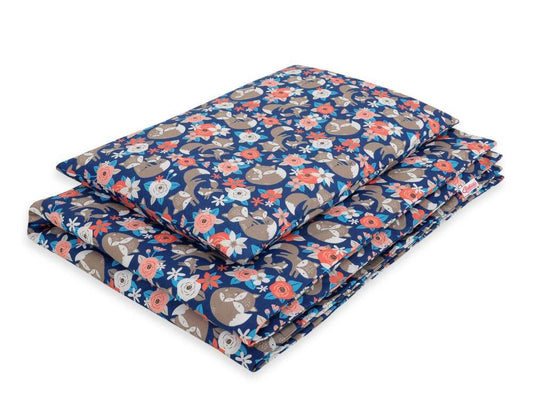 Baby cotton bedding set 2-pcs 120x90 cm- fox family on blue – afbeelding 1
