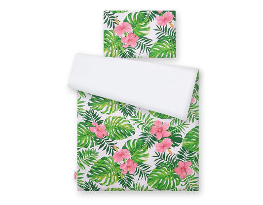 Baby cotton bedding set 2-pcs 120x90 cm - tropical flowers – afbeelding 2