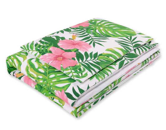 Baby cotton bedding set 2-pcs 120x90 cm - tropical flowers – afbeelding 1