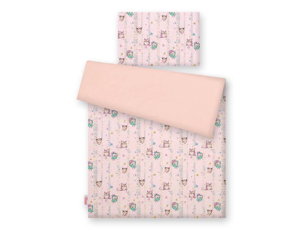 Baby cotton bedding set 2-pcs 135x100 cm- owls cream – afbeelding 3