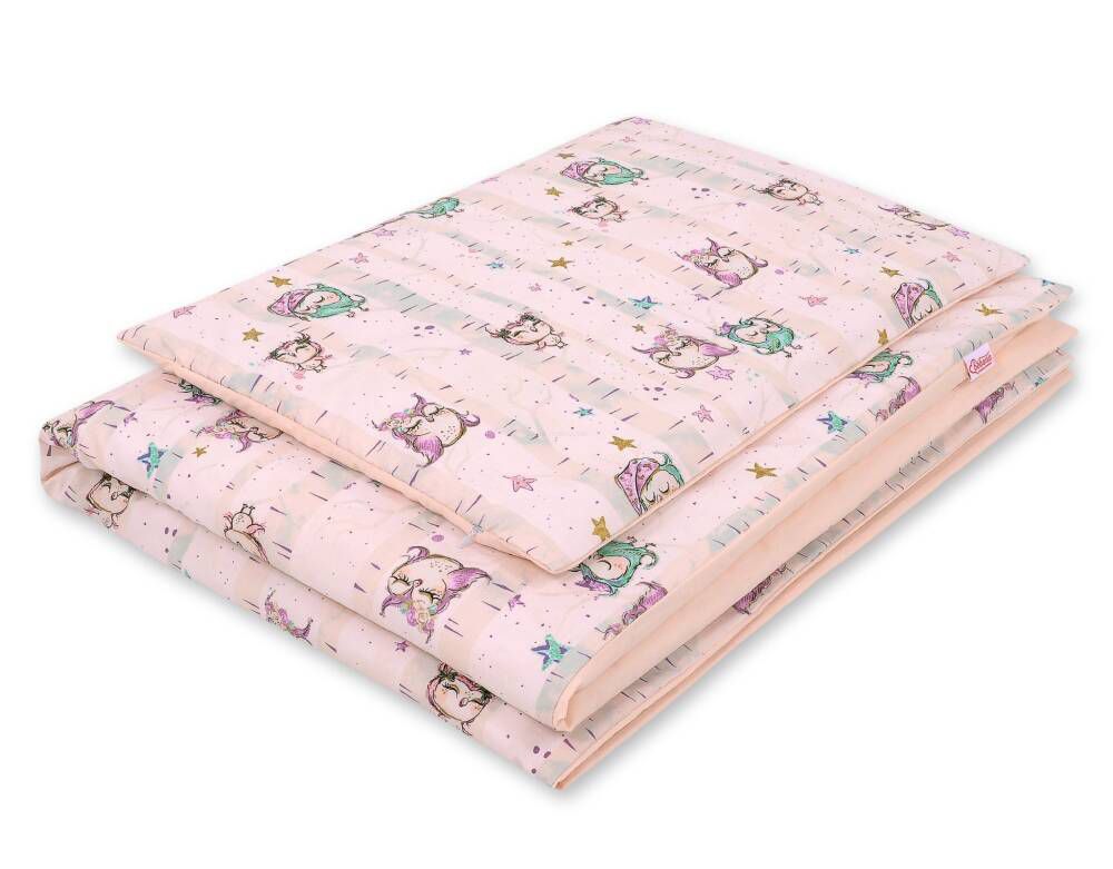Baby cotton bedding set 2-pcs 135x100 cm- owls cream – afbeelding 1