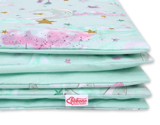 Baby cotton bedding set 2-pcs 135x100 cm- moons mint – afbeelding 2
