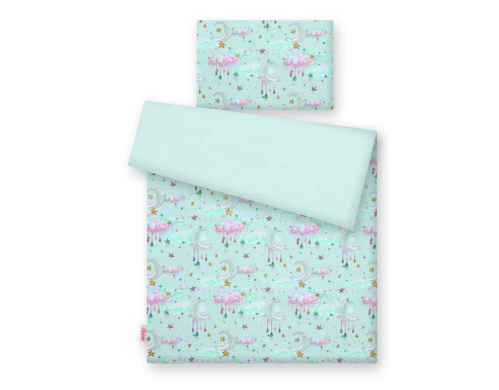 Baby cotton bedding set 2-pcs 135x100 cm- moons mint – afbeelding 3