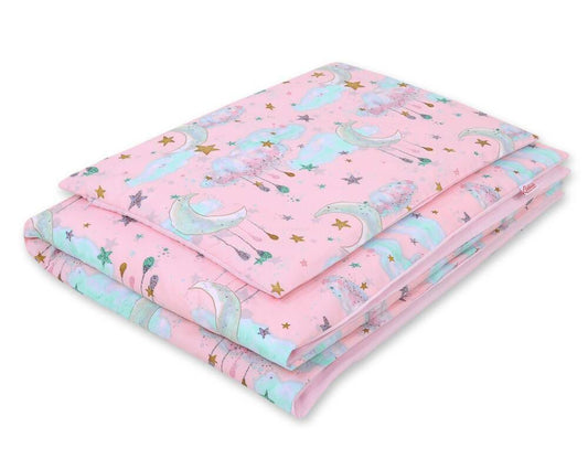 Baby cotton bedding set 2-pcs 120x90 cm- moons pink – afbeelding 1