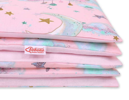 Baby cotton bedding set 2-pcs 135x100 cm- moons pink – afbeelding 2