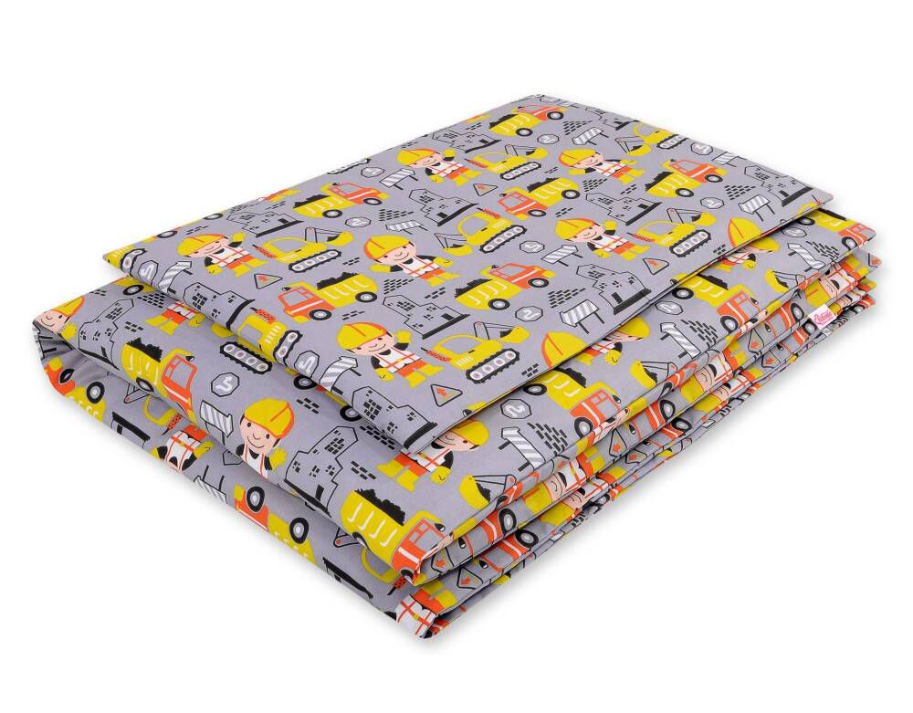 Baby cotton bedding set 2-pcs 120x90 cm- yellow excavators – afbeelding 1