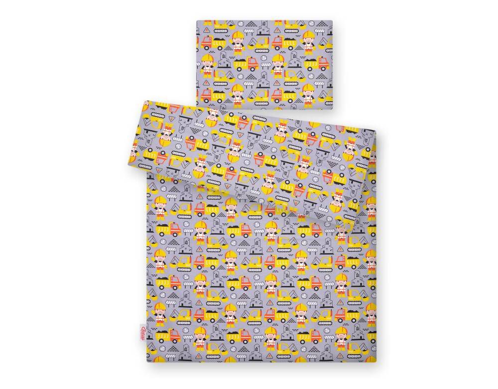 Baby cotton bedding set 2-pcs 120x90 cm- yellow excavators – afbeelding 3