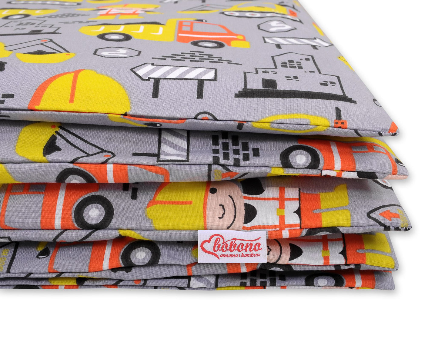 Baby cotton bedding set 2-pcs 120x90 cm- yellow excavators – afbeelding 2