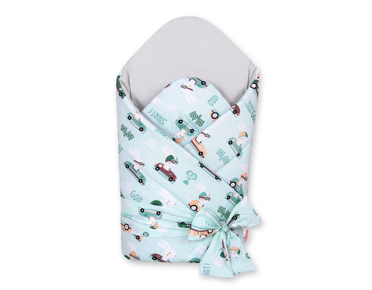 Baby nestje 2in1 with stiffening with bow - mint rabbits – afbeelding 1