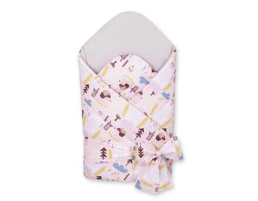 Baby nestje 2in1 with stiffening with bow - pink hedgehogs – afbeelding 1