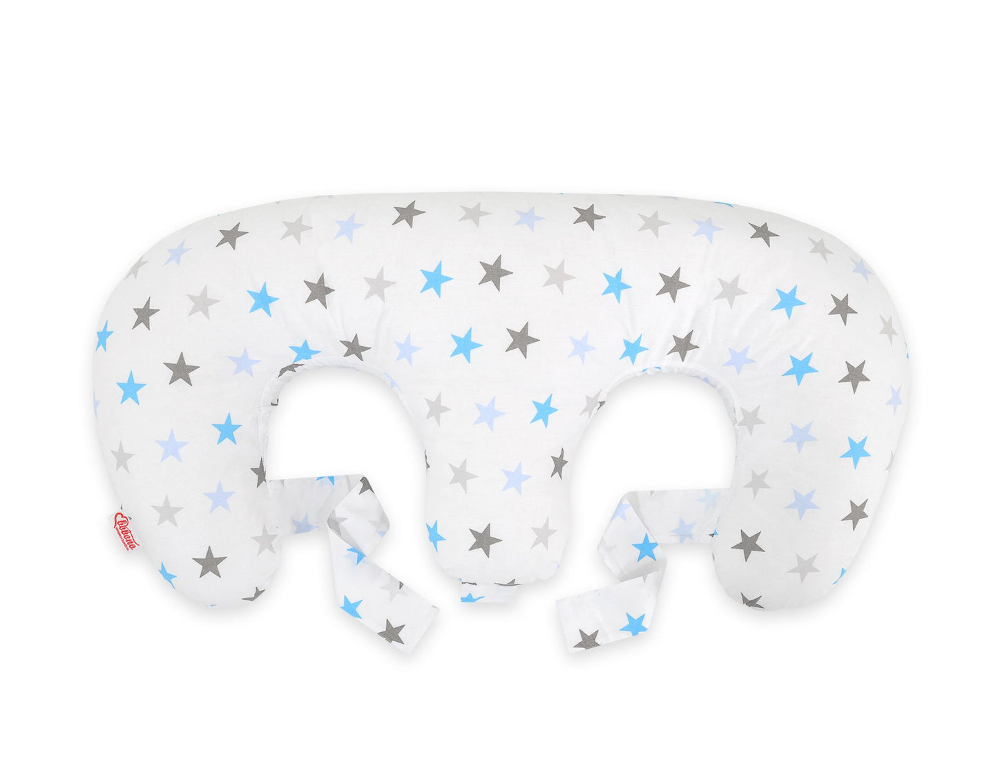 Twin nursing kussen, Breastfeeding Croissant kussen, removable, Hands-Free Feeding- Grey-blue stars – afbeelding 2