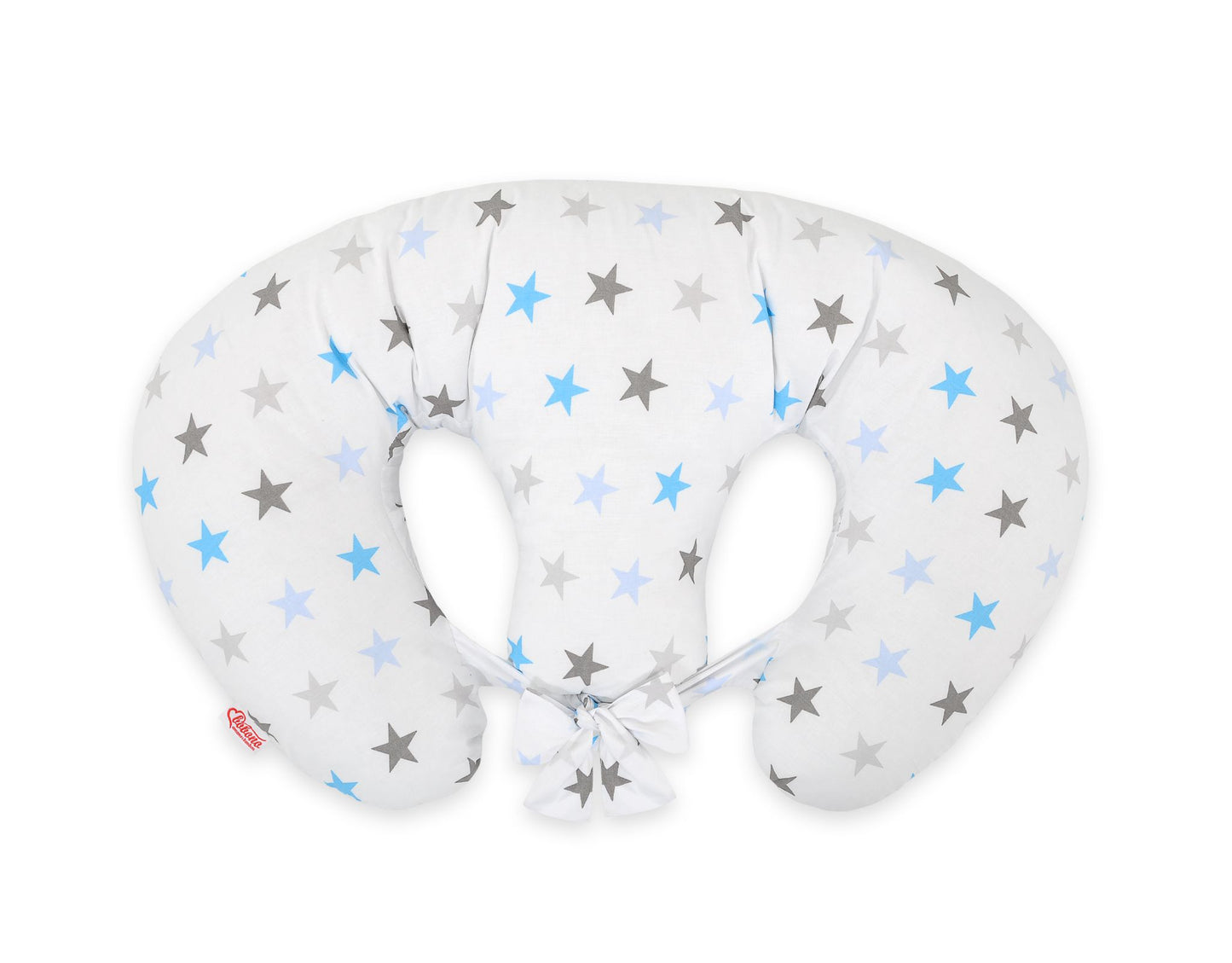 Twin nursing kussen, Breastfeeding Croissant kussen, removable, Hands-Free Feeding- Grey-blue stars – afbeelding 3