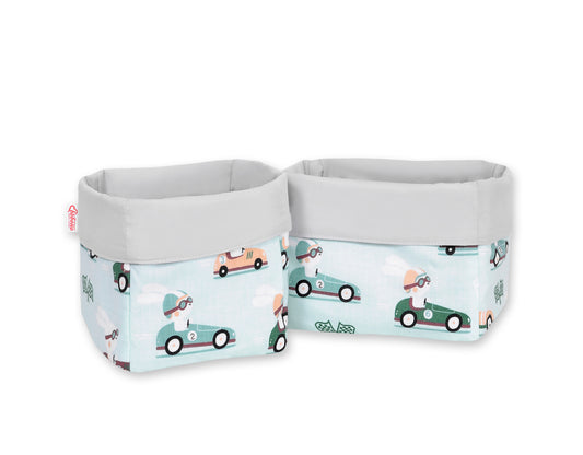 Set of 2 storage baskets - mint rabbits – afbeelding 1